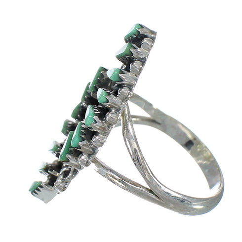 Authentic Sterling Silver Turquoise Needlepoint Ring Size 7-3/4 RX62999